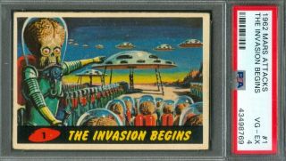 1962 Topps Mars Attacks The Invasion Begins 1 Psa 4 (verygood -)
