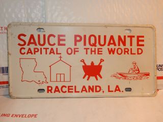 Vintage Sauce Piquante Capital Of The World Raceland Louisiana License Plate