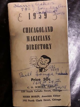 1959 Chicagoland Magicians Directory