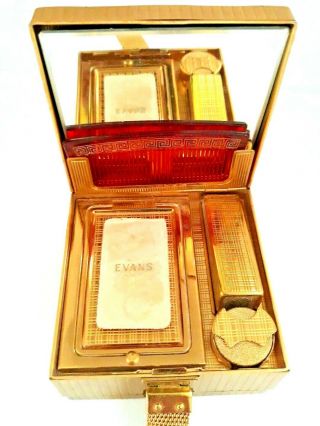 Vintage Art Deco EVANS Gold Carryall Compact & Cigarette Case Combination.  SEE 7