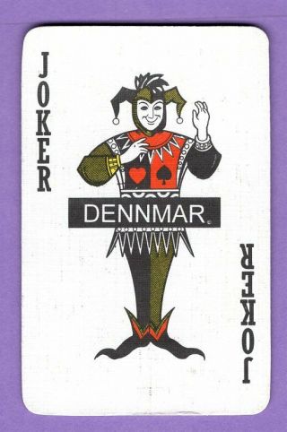 Single Swap Playing Card Joker Jester Figure Color Floral Design Vintage