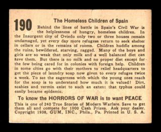 1938 Horrors of War 190 The Homeless Children ofain EX,  X1422950 2