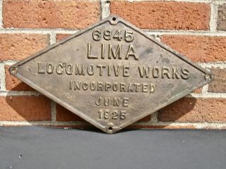 Lima Builder Plate 6945 June 1925 Nkp 227