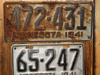 1941 Minnesota License Plate License Plate,  (6 Digit) Rat Rod,  Hot Rod