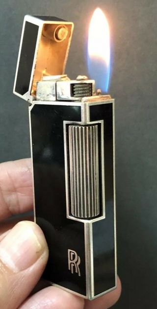Authentic Alfred Dunhill Black Lacquerrr Rolls Royce Silver Finish Lighter - R