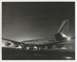 Large Vintage Photo - Air France Boeing 707 F - Bhs? At Night