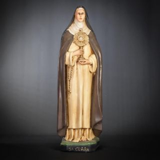 St Clare Of Assisi Statue | Saint Clara Figure | Claire Plaster Figurine | 17 "