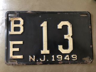 Vintage Antique Low Number License Plate Nj 1949 Jersey