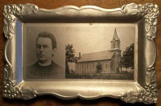 Vintage Cuba City Wi St Roses Church Travel Tray Wisconsin Reverend Bergen