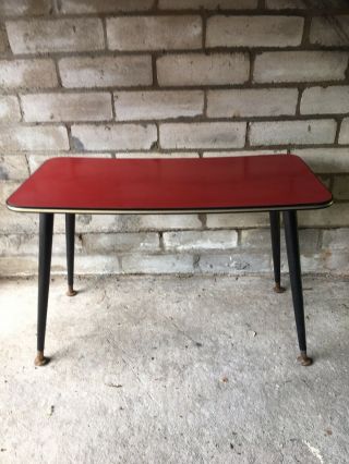 Vintage Retro Kitsch 60’s Red Formica Coffee Table On Dansette Legs.