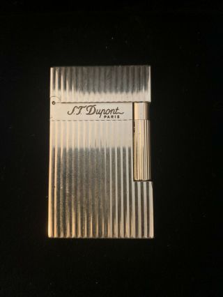 S T Dupont Ligne Lighter - Silver with Vertical Lines 2