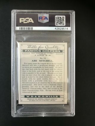 1930 W.  D.  & H.  O.  Wills Famous Golfers: Abe Mitchell 15 PSA Grade 8 2