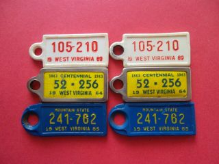 Three Matching West Virginia Dav License Plate Key Return Tags