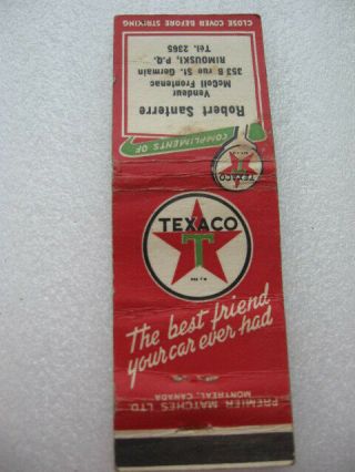 Texaco Mccoll Frontenac Red Indian Oil Gas Matchbook Cover Sign Station Garage