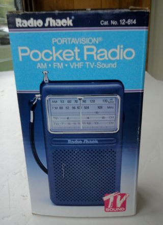 Vtg Radio Shack 12 - 614 Am Fm Vhf Tv Sound Pocket Radio 3 Batteries