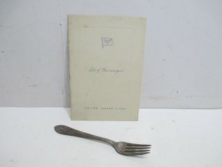 1939 United States Lines Ss President Roosevelt Passrngers List And Table Fork