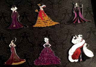 Disney Store Designer Villains 6 Pin Set Ursula Maleficent Gothel Queen Le200