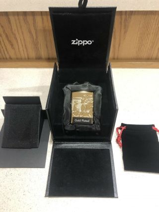 2017 Zippo 24kt Gold Plated Lighter Windy 80th Anniversary Collectible