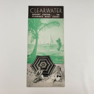 1940s Clearwater Florida Travel Brochure Vintage Vacation Beach Tourism Fl