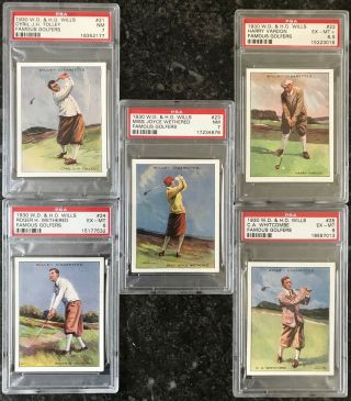 1930 W.  D.  & H.  O.  Wills Famous Golfers: 21 - 25 Psa Graded 7,  6.  5,  7,  6,  6