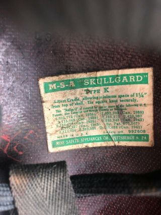 Vintage MSA Skullgard Type K Full Brim Miners Safety Hard Hat Helmet w/ Cradle 6