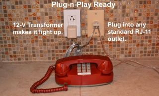 Western Electric Red Princess Telephone - Lights Up - Plug - n - Play Ready 2