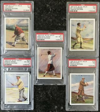 1930 W.  D.  & H.  O.  Wills Famous Golfers: 11 - 15 Psa Graded 7,  7,  6.  5,  6,  7