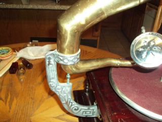 Victrola Gramophone with External Brass Speaker Needs Crank ID:44849 6
