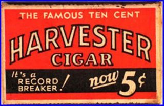 Near 1930s Harvester Cigars Empty Federal Match Box - Usa