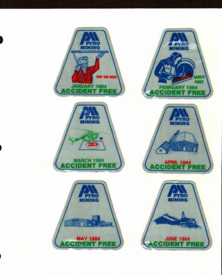 1984 Set Of 12 Pyr0 Mining Coal Co.  Coal Mining Stickers 469