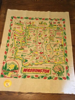 Yucca Print Washington State Souvenir Tablecloth W/tag 33x40 You Could Frame It