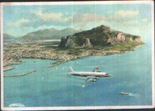 Lai Of Italy Douglas Dc - 6 At Palermo Airline - Issue Postcard