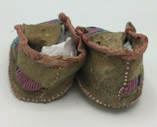 1880 ' s Native American Plains CROW Indian CHILD ' S Hide Beaded Moccasins 3