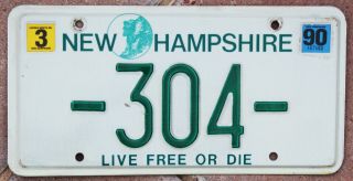 1990 Hampshire Personalized Vanity License Plate - 304 -