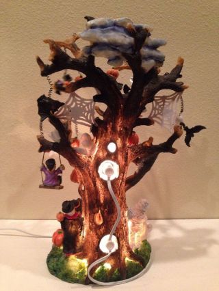 Vtg.  16 1/2 " Tall Jaimy Resin Lighted Halloween Tree & Ornaments Rare