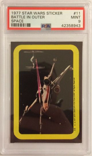 1977 Topps Star Wars Sticker - Card Series 1: 11 Battle In Outer Space - Psa 9