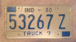 Vintage 1980 Indiana Truck License Plate See My Other Plates