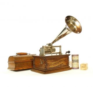 Pint - Sized & Nearly Perfect 1901 Columbia Aa Cylinder Phonograph W/nickel Horn