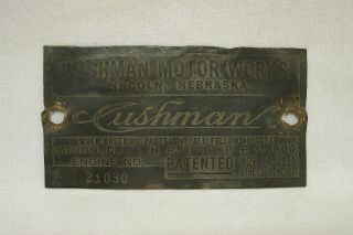 Cushman Motor Scooter Engine Data Plate Model C 4 Hp Patent 1911