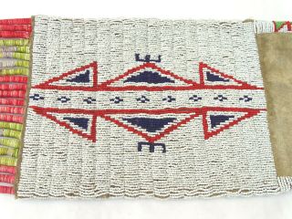19th C.  Native American Indian Plains Lakota Sioux Beaded Pipe Bag Sinew 2