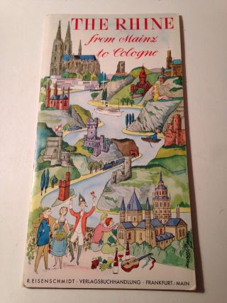 Vintage Colored Folded Map The Rhine From Mainz To Cologne