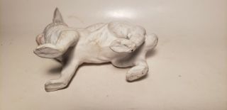ANTIQUE GERMAN PAPER MACHE CANDY CONTAINER - EASTER BUNNY - 7x7 IN - WHITE - 1920S? (2) 5