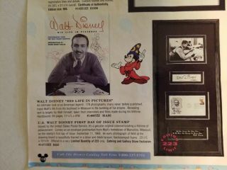 US Walt Disney First Day of Issue Stamp Framed LE 223 4