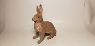 ANTIQUE GERMAN PAPER MACHE CANDY CONTAINER - EASTER BUNNY - 6 X6.  5 IN - - (3) 2