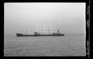 1936 Ss Gulfcrest Ocean Liner Ship Old Photo Negative H3