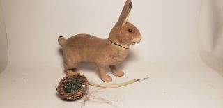 ANTIQUE GERMAN PAPER MACHE CANDY CONTAINER - EASTER BUNNY - 6 X6.  5 IN - - (4) 2