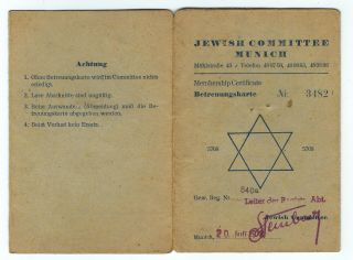 Jewish Committee Munich Betreuungskarte Holocaust Survivors 1948