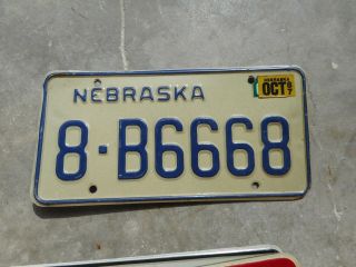 Nebraska 1987 License Plate 8 - B6668