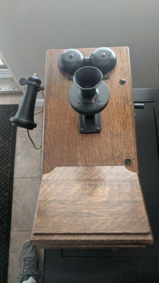 Old Antique Stromberg - Carlson Type Telephone Co.  Oak Hand Crank Wall Telephone