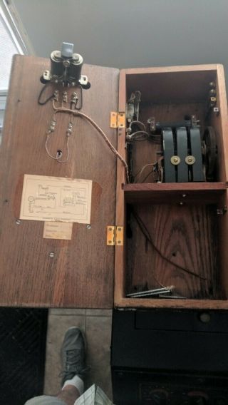 Old Antique STROMBERG - CARLSON TYPE TELEPHONE CO.  Oak Hand Crank WALL TELEPHONE 2